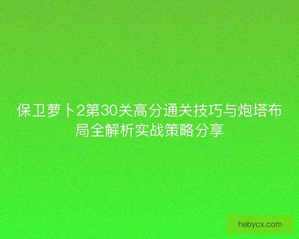 保卫萝卜2第30关高分通关技巧与炮塔布局全解析实战策略分享